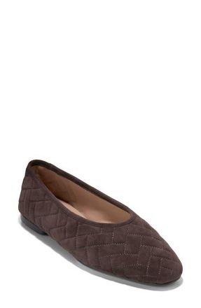 Cole Haan Jasleen Quilted Ballet Flat in Dark Chocolate Quilted Suede at Nordstrom, Size 10