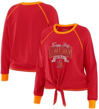WEAR by Erin Andrews Womens WEAR by Erin Andrews Red/Orange Tampa Bay Buccaneers Tie-Front Long Sleeve Top at Nordstrom, Size Xx-Large