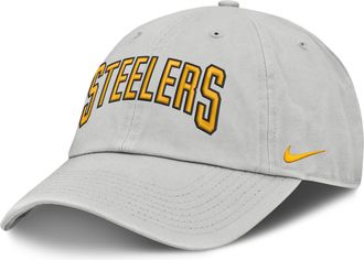 Nike Pittsburgh Steelers Primetime Club Arched Nike Mens NFL Adjustable Hat in Grey | NF020BB7L-BYX