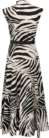 Max Mara Womens Chemisier Dress Poplin Zebra Print Black Cotton Evening Suits
