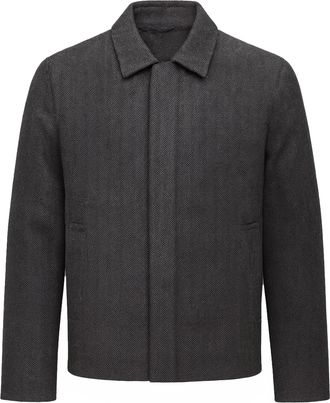 Lyle & Scott Herringbone Mens Black Wool Jacket - Size X-Small