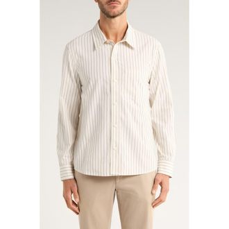 Corridor Stripe Cotton Poplin Button-Up Shirt in Natural at Nordstrom, Size Xx-Large