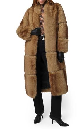 Apparis Sylke Pluche Faux Mink Longline Coat in Blonde Mink at Nordstrom, Size Xx-Large