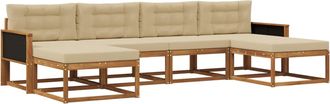 vidaXL Conjunto De Sof&aacute;s De Exterior 6 Uds. Natural Y Beige Vidaxl