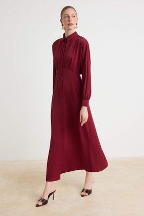 Trendyol Modest Dames Paars Effen Maxi Lang Casual Blousejurk Modest Jurken