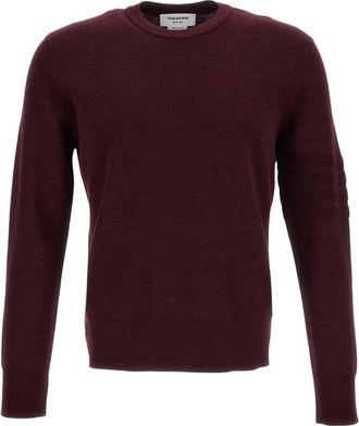 Thom Browne Milano Stitch 4-Bar Pullover - Heren - Ronde hals truien - Rood - M - Katoen - Truien & Vesten