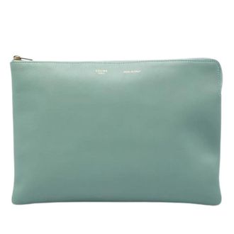 Celine Pre-owned Clutch Bag - Dames - Pre-owned - Groen - Maat: ONE Size Leer