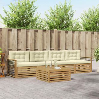vidaXL Vidaxl Set Di Divani Da Esterno 5 Pz Bianco E Crema