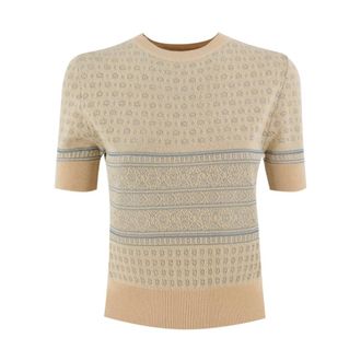 Ermanno Scervino Round-neck Knitwear, female, Multicolor, Size: 3XL Short-Sleeved Crew-Neck Jumper