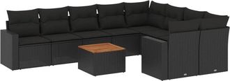 vidaXL Vidaxl - Set De Sof&aacute;s De Jard&iacute;n 10 Pzas Cojines Rat&aacute;n Sint&eacute;tico Negro