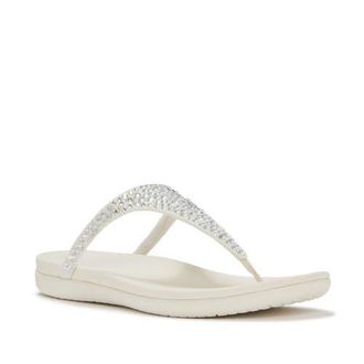 FitFlop Solay Mixed-Crystal Toe-Post Sandals in Cream at Nordstrom, Size 10