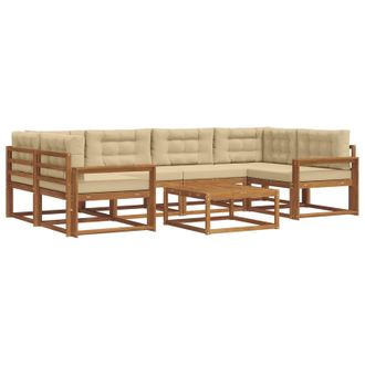 vidaXL Conjunto De Sof&aacute;s De Exterior Con Coj&iacute;n 7 Pcs Natural Y Beige Vidaxl