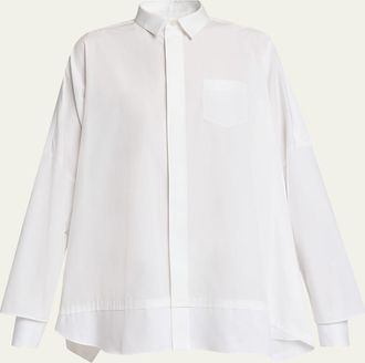 sacai Striped Poplin Oversized Button-Down Shirt
