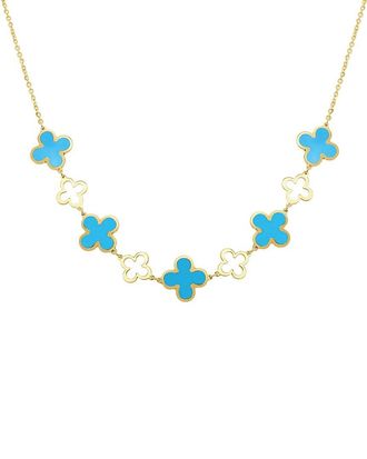 Italian Gold, Inc 14K Turquoise Station Layered Clover Necklace