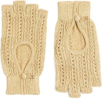 Valentino Garavani fingerless knitted gloves - women - Metallic Fibre/Viscose - One Size - Gold