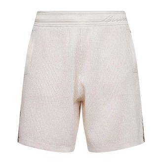 Burberry Casual Shorts, male, Beige, Size: XL Cotton Mesh Shorts with Check Trims