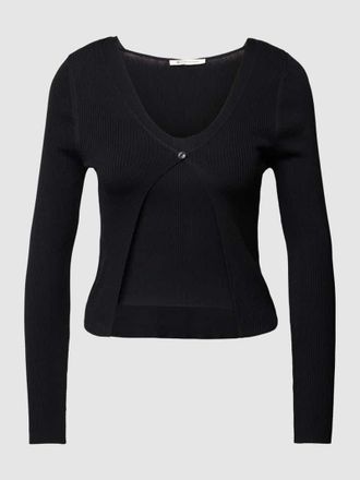 Tom Tailor Denim Strickcardigan im Double-Layer-Look in Black, Größe XS