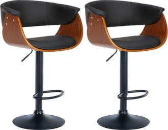 Clp Clp - Set De 2 Taburetes De Bar Vestal Nogal/negro Simil Cuero
