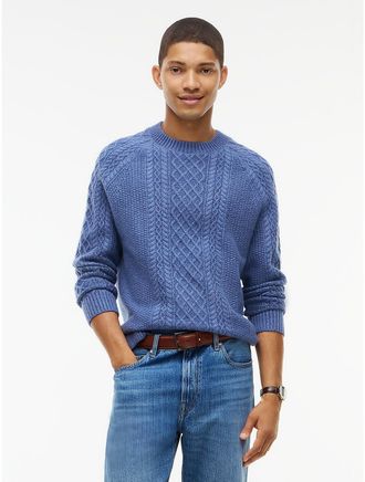 Tommy Hilfiger Mens Fisherman Cable Knit Sweater - Dusty Blue - XXL
