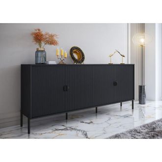 Dmora C&oacute;moda Viale, Aparador 4 Estantes, Puertas Batientes, 4 Puertas, 203.4x49x83h Cm Negro