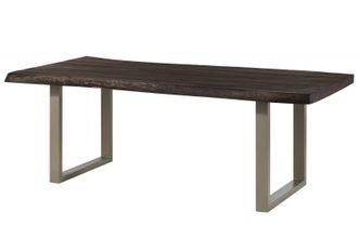 Massivmoebel24 Freeform 5 Tavolo Da Pranzo In Legno Di Mango - Verniciato Grigio / Gambe In Ferro U Argento Matt 200x100