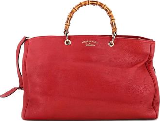 Gucci Bamboo Shopper Leather Large tote bag - Rood