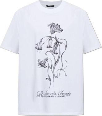 Balmain T-shirt met print - Heren - T-shirts - Wit - M - Katoen - Tops