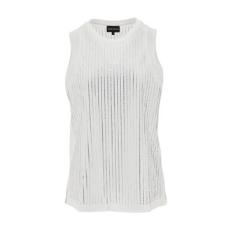 Emporio Armani Sleeveless Tops, female, White, Size: XS Mercerized Cotton Jersey Top