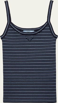 Prada Striped Cotton Knit Tank Top
