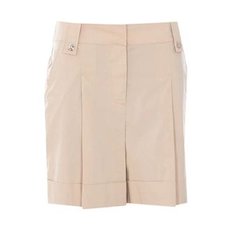 Liu Jo Casual Shorts, female, Beige, Size: XL Pleated-Detail Button-Embellished Shorts