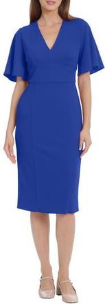 Maggy London Flutter Sleeve Midi Dress in Retro Blue at Nordstrom Rack, Size 10