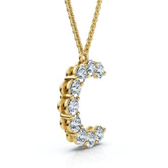 Pompeii3 1Ct Diamond Initial C Pendant 14k Gold 18 Necklace Lab Grown 5/8 Tall