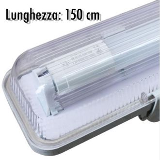 Trade Shop Trade Shop Traesio - Plafoniera Stagna Completa Di Tubo Neon a Led 150cm Per Soffitto a Parete Ip65