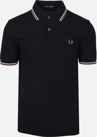Fred Perry Mens FRED PERRY TWIN TIPPED POLO BLACK - Size: 44