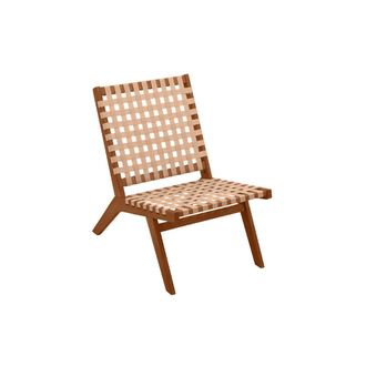 Miliboo Sill&oacute;n De Jard&iacute;n De Madera Maciza Con Cinchas Beige Lucea