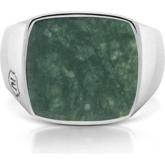 Nialaya Silver Signet Ring in Silver /African Turquoise at Nordstrom, Size 14