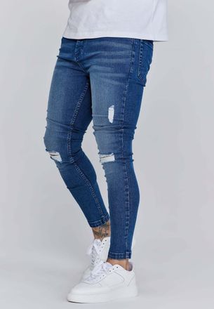 Siksilk Skinny-fit-Jeans SIKSILK Siksilk Jeans Distressed Skinny Jeans, Herren, Gr. 28, N-Gr, blau, Obermaterial: 98% Baumwolle CO. 2% Elasthan EL., Jeans Ski