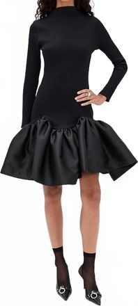 Marques Almeida Long Sleeve Fitted Mini Dress With Drop In Black
