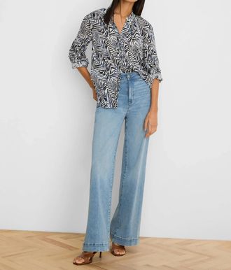 Nic+Zoe Inked Lines Shirt In Indigo Multi