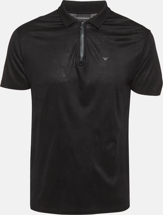 Emporio Armani Black Jersey Zip-Up T-Shirt