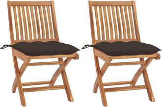 vidaXL Vidaxl - Sillas De Jard&iacute;n 2 Uds Madera De Teca Con Cojines Gris Taupe