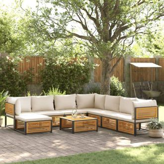 vidaXL Set De Sof&aacute;s De Jard&iacute;n Con Cojines 9 Pzas Madera Maciza Acacia Vidaxl