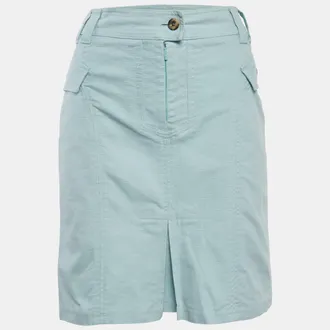 Carolina Herrera Sky Blue Canvas Flap Detail Mini Skirt