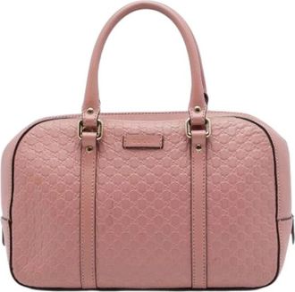 Gucci Pre-owned Embossed Leather Satchel - Dames - Vintage Handtas - Roze - ONE Size - Leer - Vintage