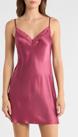 Etam Milky Lace Trim Washable Silk Camisole in Blush at Nordstrom, Size X-Large