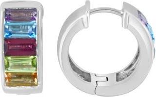 Effy Mixed Semiprecious Stone Sterling Silver Hoop Earrings in Multi at Nordstrom Rack