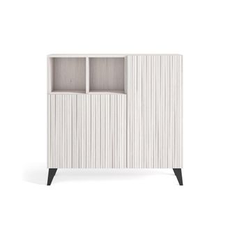 HERDASA Zapatero melamina blanco puertas efecto vallado blanco 87x90x27cm