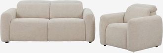 Sklum Conjunto De Sal&oacute;n Con Sof&aacute; De 2 Plazas Reclinable Y El&eacute;ctrico Y Sill&oacute;n Tapizado Peggy Sklum