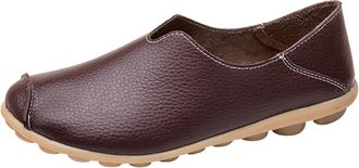 Generic Loafers Shoes for Women,Womens Loafers & Moccasins,Ladies Casual Slip-On Leather Loafer Comfort Low Top Leather Shoes Lightweight Round Toe Business W