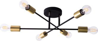 Trio Plaf&oacute;n De Dise&ntilde;o Minimalista 6 Luces Orientables Cross Black And Gold Lighting